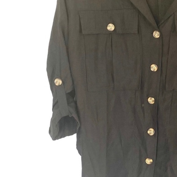 Black Button Down Safari Top - Picture 3 of 3